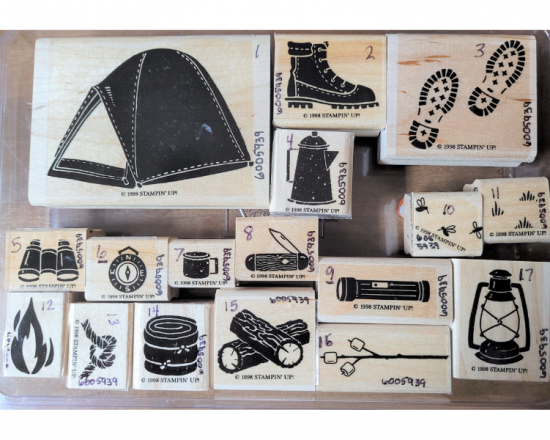 camping themed rubber stamps