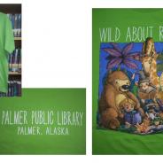 Green tshirt with wild animals reading books